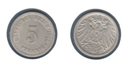Allemagne  5 Pfennig 1906 A , Type Ll, KM# 11, Deutsches Reich, - 5 Pfennig