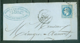 Etoile Pleine   Paris   Sur  29  Sur Grand Fragment Ou Devant De Lettre  - 1863-1870 Napoleon III With Laurels