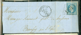 GC  1201 Coutances Manche     Sur  29  Sur Grand Fragment Ou Devant De Lettre  - 1863-1870 Napoléon III Lauré