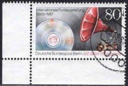 Berlin Poste Obl Yv:748 Mi:787 100.Jahre Schallplatte Gramophone Coin D.feuille (Beau Cachet Rond) - Oblitérés