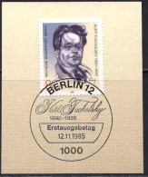 Berlin Poste Obl Yv:710 Mi:748 Kurt Tucholsky Ecrivain (TB Cachet à Date) 12-11-85 Sur Fragment - Gebraucht