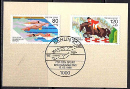 Berlin Poste Obl Yv:712/713 Pour Le Sport Natation & Equitation Fdc Sur Fragment (TB Cachet à Date) - Oblitérés