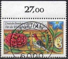 Berlin Poste Obl Yv:705 Mi:745 Enluminure Fleurs Oiseaux & Papillons Bord De Feuille (TB Cachet à Date) 10-10-85 - Used Stamps