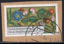 Berlin Poste Obl Yv:704 Mi:744 Enluminure Fleurs & Coccinelle (TB Cachet Rond) Sur Fragment - Used Stamps