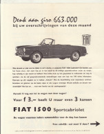 Auto Automobile Fiat 1500 Cabriolet Sport Loterij Lotterie Aviation Luchtvaart - Publicités