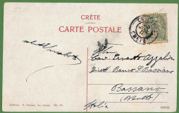 Ad0987 - FRENCH Levant: CRETE - Postal History - POSTCARD To ITALY 1912 - Sonstige & Ohne Zuordnung