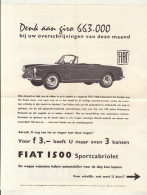 Auto Automobile Fiat 1500 Cabriolet Sport Loterij Lotterie Aviation Luchtvaart - Publicités