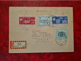 Lettre Allemagne RECOMMANDE AUMA THUR 1958  DDR DEUTSCHE DEMOKRATISCHE REPUBLIK  N° 391 A 394 LEIPZIGER FRUHJARHESMESSE - Altri & Non Classificati