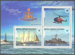 URUGUAY 2017 NAVAL FORCES S/S OF 3, LIGHTHOUSE IN SHEET DESIGN** - Lighthouses