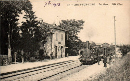 N°4582 W -cpa Arcy Sur Cure -la Gare- - Stations With Trains