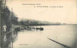 CPA Essonne > Athis Mons - Crue De Janvier 1910 - Le Quai De Seine - Péniche - Athis Mons