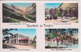 INDOCHINE VIET-NAM - COCHINCHINE - SOUVENIR DE TONKIN -  4 VUES - BAC-GIANG  GARE DE PHU LANG THUONG - SONTAY - Viêt-Nam