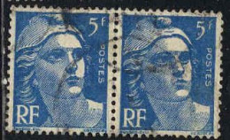 France Poste Obl Yv: 719B Mi:799 Marianne (Gandon) (cachet Rond) Paire - Gebraucht