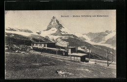 AK Zermatt, Station Riffelberg Mit Bergbahn Und Matterhorn  - Autres & Non Classés