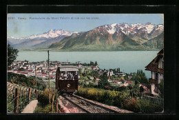 AK Vevey, Funiculaire Du Mont Pélerin Et Vue Sur Les Alpes  - Other & Unclassified