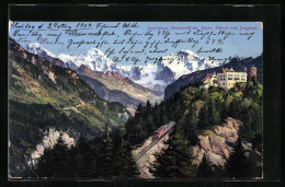 AK Interlaken, Heimwehfluh Mit Bergbahn Und Bergpanorama Aus Der Vogelschau  - Autres & Non Classés