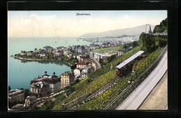 AK Montreux, Blick Zum Ort, Bergbahn  - Other & Unclassified