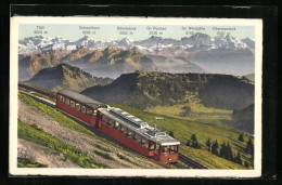 AK Rigi-Kulm, Bergbahn Mit Rigi-Scheidegg Und Alpenpanorama  - Autres & Non Classés