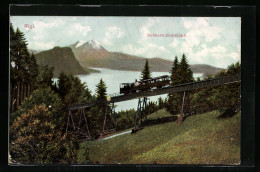 AK Rigi, Schnurtobelbrücke Mit Bergbahn Vor Wasser- U. Bergpanorama  - Other & Unclassified