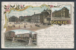 11200 Genève - Place Neuve - Hotel Des Postes - Les Mouettes - Litho Datée 1904 - Sonstige & Ohne Zuordnung