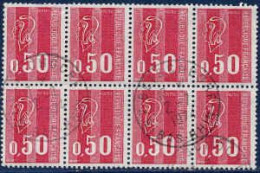 France Poste Obl Yv:1664c Mi:1735z Marianne De Béquet Bande/bloc De 8 (Beau Cachet Rond) - Used Stamps