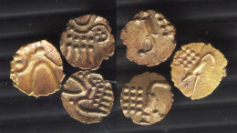 Mughal India 3 Gold Fanam Coins Ca 1600--1700 AD 1.25 Gr For 3 , Hard To Find. - India