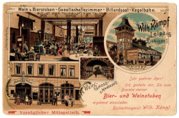 1.41 GERMANY, LEIPZIG, WEIN U. BIERSTUBEN, GESELLSCHAFTSZIMMER, BILLARDSAAL, KEGELBAHN, 1900, POSTCARD - Leipzig