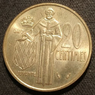 Pas Courant - MONACO - 20 CENTIMES 1975 - Rainier III - KM 143 - 1960-2001 New Francs