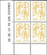 France Poste N** Yv:4763 Mi:5604IyA Marianne Ciappa Kawena Coin D.feuille X4 Daté 28-05-13 - Ungebraucht