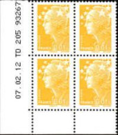 France Poste N** Yv:4226 Mi:4451 Marianne De Beaujard Phil@poste Coin D.feuille X4 Daté 07.02.12 - Ungebraucht