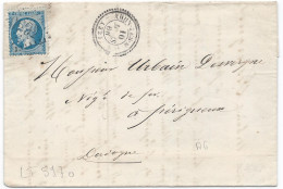 LT5970   Variété/n°22/Lettre, Oblitéré Cachet Perlé Et  GC 4650 AHUN-LES-MINES(22), Indice 9, Du 10 Mars. 1868, Piquage - 1862 Napoléon III.