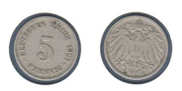 Allemagne  5 Pfennig 1907 J , Type Ll, KM# 11, Deutsches Reich, - 5 Pfennig