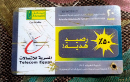 Egypt , Rare Menatel / Telecoms Egypt  Prepaid Phone Card.value 20 Pounds + 50% Discount - Egypt