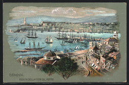 Lithographie Genova, Veduta Della Città Col Porto  - Genova (Genua)