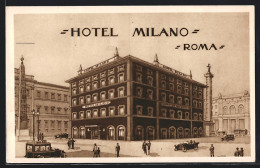 Cartolina Roma, Hotel Milano, Obelisk  - Sonstige & Ohne Zuordnung