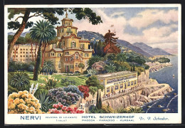 Cartolina Nervi, Das Hotel Schweizerhof, Der Kursaal  - Autres & Non Classés