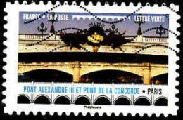 France Poste AA Obl Yv:1476 Mi:6815 Pont Alexandre II & Pont De La Concorde Paris (Lign.Ondulées) (Thème) - Bridges