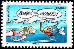 France Poste AA Obl Yv:1141 Mi:6163 Bonnes Vacances Sous L'eau (Lign.Ondulées) (Thème) - Poissons