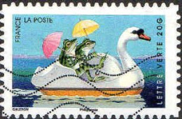 France Poste AA Obl Yv: 987 Mi:5837 Galeron Cygne & Grenouilles (Lign.Ondulées) (Thème) - Swans