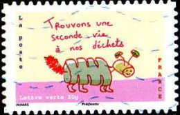 France Poste AA Obl Yv: 976 Mi:5815 Trouvons Une Seconde Vie à Nos Déchets (Lign.Ondulées) (Thème) - Protection De L'environnement & Climat