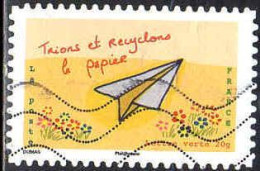 France Poste AA Obl Yv: 969 Mi:5708 Trions Et Recyclons Le Papier (Lign.Ondulées) (Thème) - Environment & Climate Protection