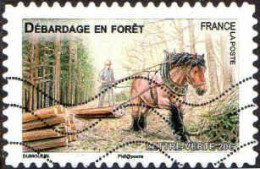 France Poste AA Obl Yv: 824 Mi:5554 Débardage En Forêt (Lign.Ondulées) (Thème) - Horses
