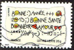 France Poste AA Obl Yv: 763 Mi:5466 Bonne Santé Bonheur Amour (Lign.Ondulées) (Thème) - Nouvel An