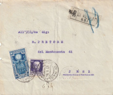 Italie - Lettre Recommandée MOIE DI MAIOLATI 13/1/1934 Pour Jesi Verso Ambulant Roma - Ancona 123 - Marcofilie