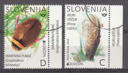 ESLOVENIA 2024 - FAUNA - MOLUSCO Y ESCARABAJO - MUESTRA-SPECIMEN A FACIAL - 2 SELLOS - Slovénie