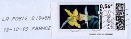 France Vignette Obl (5012) Fleurs (Lign.Ondulées & Code ROC) 21048A 12-12-09 Sur Fragment - 2010-... Illustrated Franking Labels