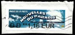 France Lisa Obl Yv:2026 Mi: Nouvelles Du Paradis (Lign.Ondulées) DD 1,16 EUR Sur Fragment - 2010-... Abgebildete Automatenmarke