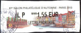 France Lisa Obl 2013 67e Salon Philatélique D'automne Paris (TB Cachet Rond) LP***1,55 EUR Sur Fragment - 2010-... Abgebildete Automatenmarke