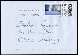 France Vignette Obl (5013) Paysage En Hiver (Lign.Ondulées & Code ROC) Lettre 04753A 3-2-11 - 2010-... Illustrated Franking Labels