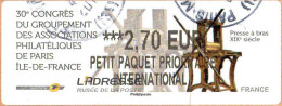 France Lisa Obl (1103) Associations Philatéliques De Paris (Beau Cachet Rond) ***2,70 EUR Sur Fragment - 2010-... Abgebildete Automatenmarke